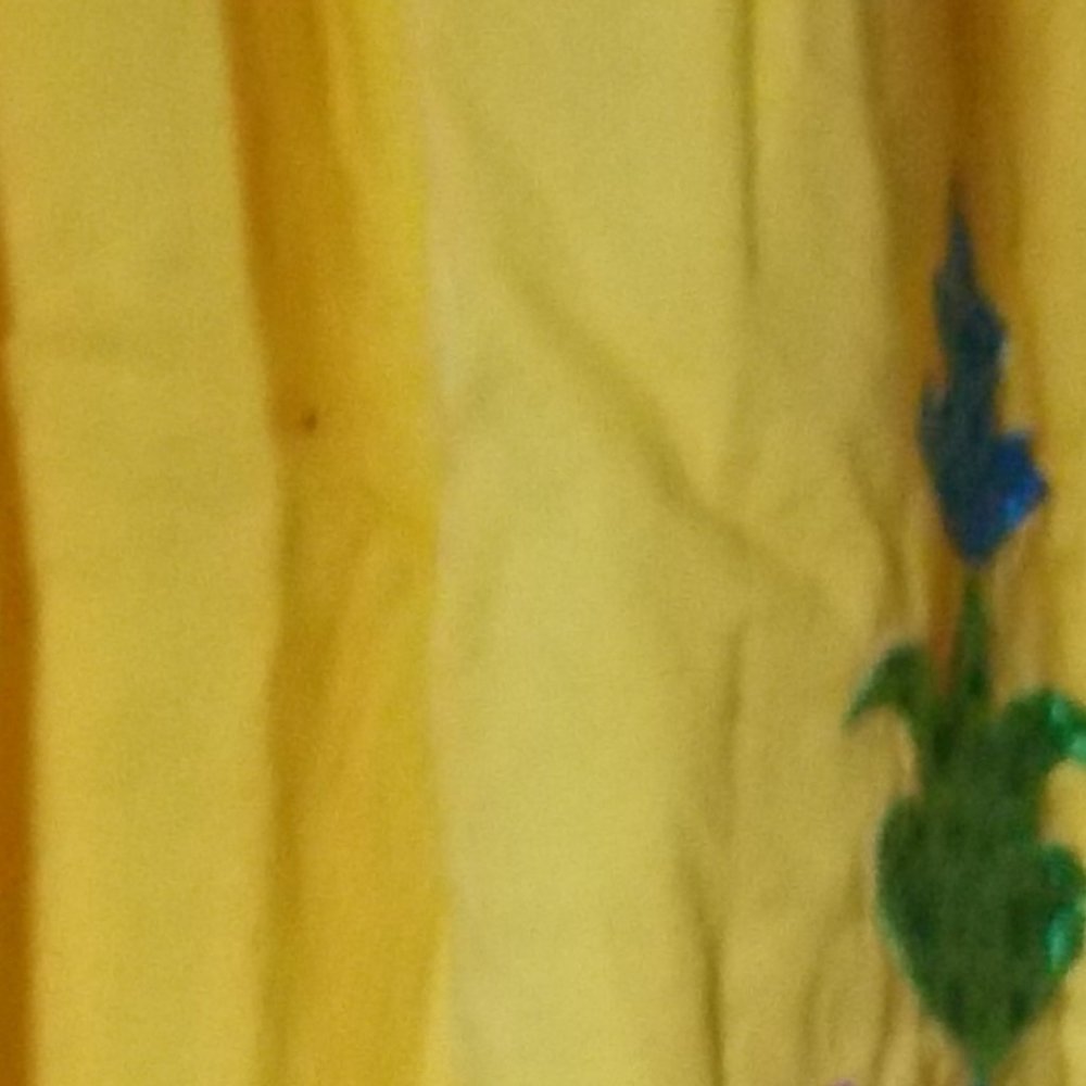 80s Petite X-Small Floral Embroidery Yellow Cotton Halter Peasant Woman Dress - Picture 6 of 6